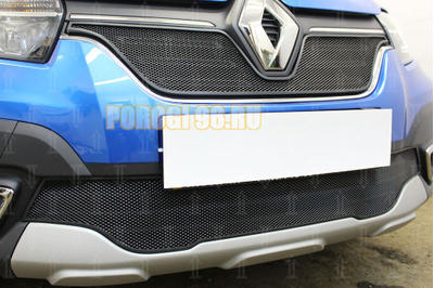 Защита радиатора Renault Logan Stepway 2018- / Renault Sandero Stepway 2018- (black низ)
