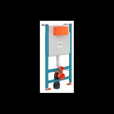 Комплект: подвесного безободкового унитаза VitrA Zentrum (с сиденьем микролифт, инсталляцией и кнопкой Root Square), хром глянцевый 9879B003-7200