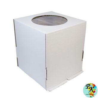 УПАКОВКА ДЛЯ ТОРТА УСИЛЕННАЯ ГОФРОКАРТОН С ОКНОМ 220*220*250 ММ