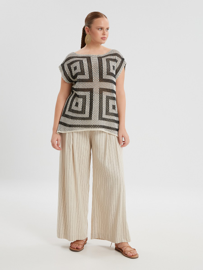 Топ летний вязанный сетка с прямоугольным орнаментом