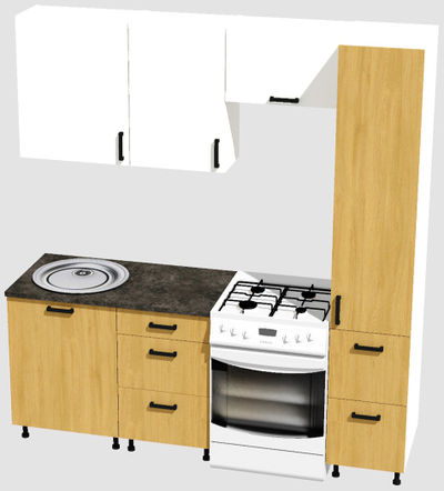 Кухня Эконом 1,5 метра с колонкой (1100х400) Цвет: Белый/Дуб Сонома