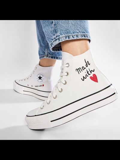 Кеды Converse All Star Lift Made With Love белые высокие на платформе