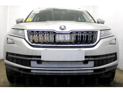Защита радиатора Skoda Kodiaq 2016- chrome низ (2 части)