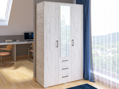 Шон-12 Шкаф распашной с зеркалом 2100х1200х540 Крафт светлый