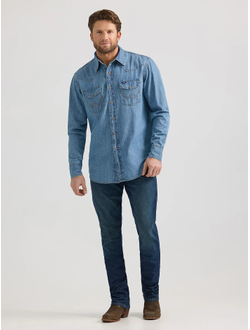 Рубашка Wrangler® Classic Denim Western Snap Shirt