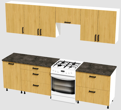 Кухня Эконом 2,1 метра (1300х800) Цвет: Дуб Сонома/Дуб Сонома