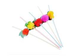 Трубочки для напитков 12шт, 240x5мм, "Фрукты", цветные