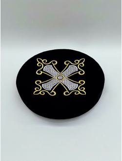 Сменный верх для кубанки. Черный вышитый крест золото