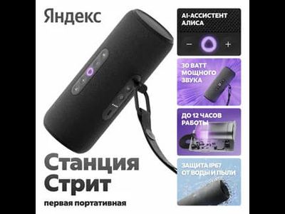 Яндекс Станция Стрит YNDX-00030BLK с Алисой, 30 Вт (чёрный)