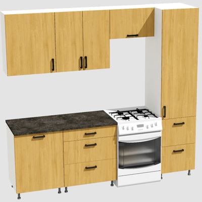 Кухня Эконом 1,8 метра с колонкой (1300х500) Цвет: Дуб Сонома/Дуб Сонома