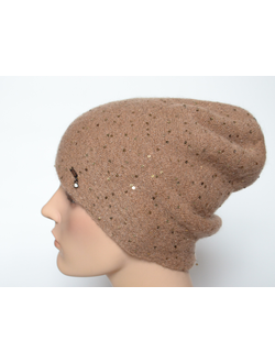Коричневая женская шапка с пайетками Vizio Италия 6943 CL