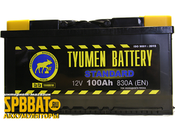 Аккумулятор Тюмень Стандарт 100 Ач ток 830А (TYUMEN BATTERY Standard) 6СТ-100L (Ca/Ca) П/П (352x175x190) прямая полярность + -