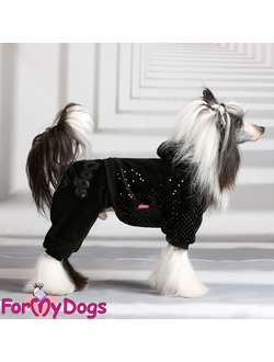 FOR MY DOGS костюм для собак утепленный велюровый черный