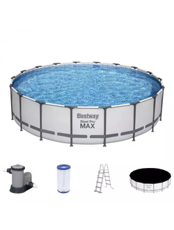 56462 BW Каркасный бассейн Steel Pro Max 549х122см, 23062л, фил.-насос 5678л/ч, лестница, тент
