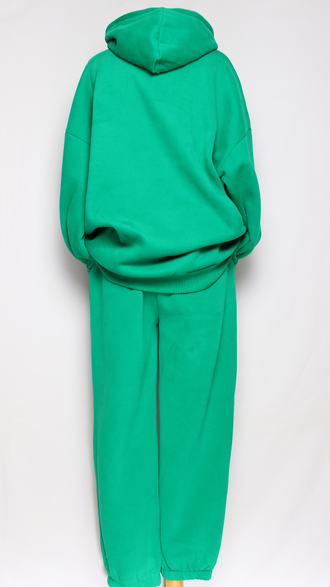 Костюм тройка: худи, брюки, жилет."Теплый с жилетом" зелёный р.52-54