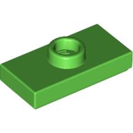 Plate, Modified 1 x 2 with 1 Stud with Groove and Bottom Stud Holder Jumper, Bright Green (15573 / 6314378)