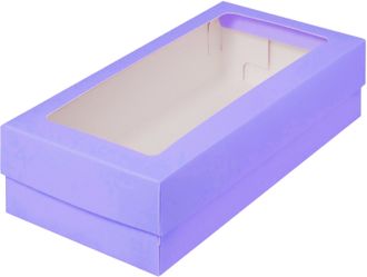Коробка для пирожных с прямоуг. окном (лаванда), 210*100*55мм
