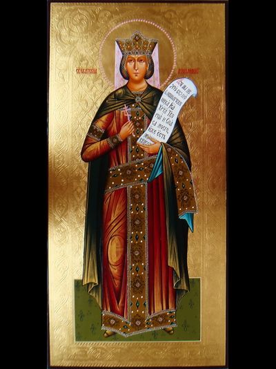 Екатерина Александрийская, Святая великомученица, дева. Рукописная мерная икона.