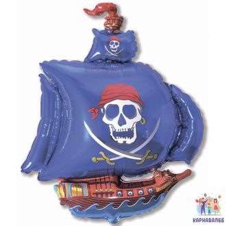 Шар фольга Корабль Пиратский  ( шар + гелий + лента)