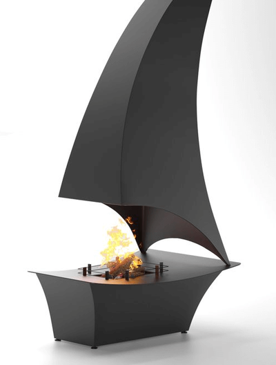 Современный подвесной камин ПАРУС