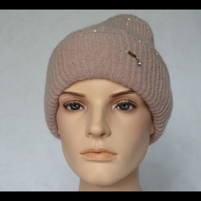 Розовая шапка зимняя с отворотом Vizio Италия 6939 CRY