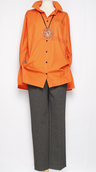 РУБАШКА ХЛОПОК "ТЕКСТЫ" оранжевая р.48,50,52,56