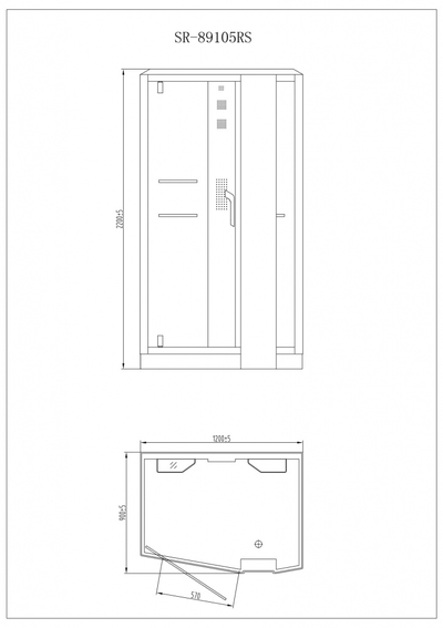 ДУШЕВАЯ КАБИНА С ПАРОМ, 1200x900x2200, ORANS SR-89105RS-W (модификация 1)