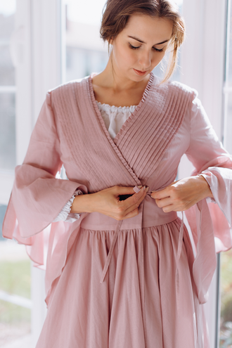 Будуарное платье-халат (Пыльная роза)