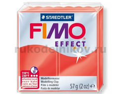 полимерная глина Fimo effect, цвет-translucent red 8020-204 (полупрозрачный красный), вес-57 гр