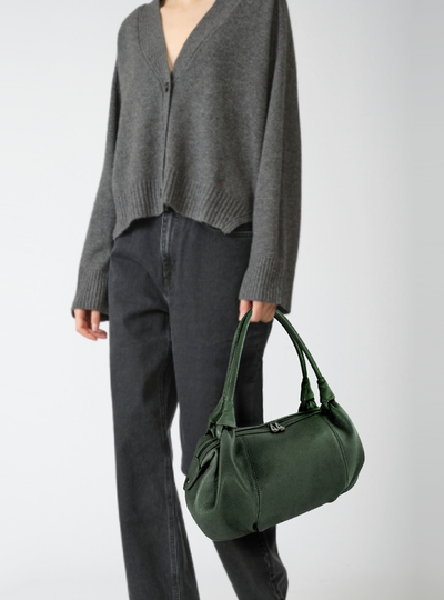 (АРТИКУЛ: 9428) СУМКА ЖЕНСКАЯ, СРЕДНЯЯ, КОЖАНАЯ, ТЕМНО-ЗЕЛЕНАЯ, С ДВУМЯ РУЧКАМИ