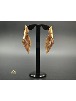 Серьги Золотые листья 7см