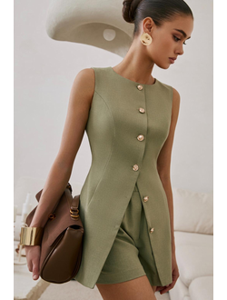 Жилет удлененый приталенного кроя (хаки)