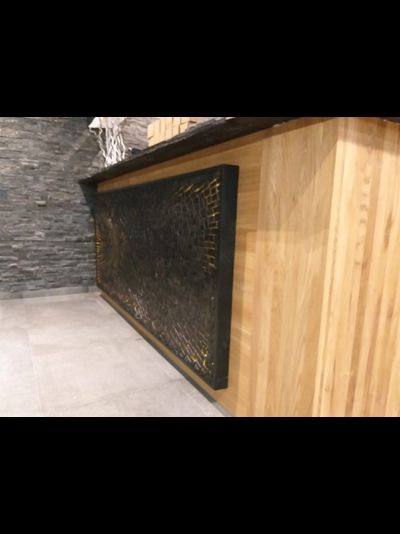 ресепшн мозаика из спилов мореного дуба