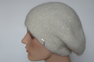 Белый берет с мелкими пайетками Vizio Италия 6997