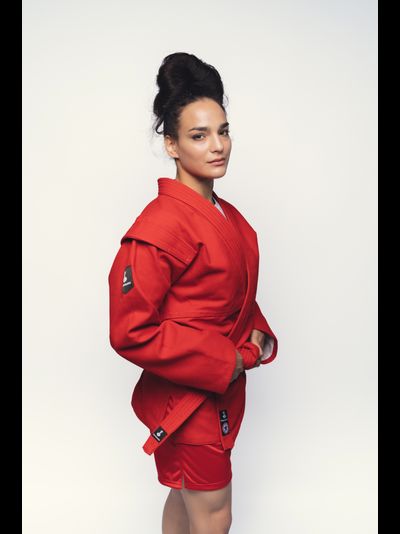 Шорты синтетические для самбо ВФС Bravegard Победа красные