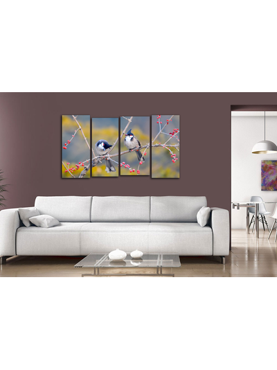 Модульная картина "Свирестелы на веточке"