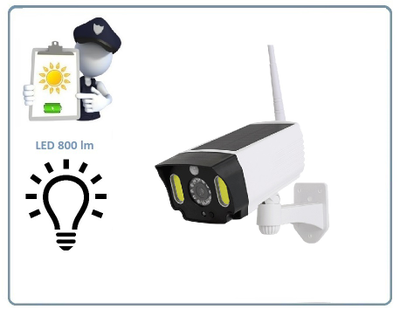 DE/SK5 Муляж уличной Wi-Fi видеокамеры + светильник. Встроенный аккумулятор + солнечная панель.