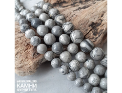 "Яшма картографическая" метаморфит. горная порода с включениями, шары 4,5/6,4-6,6/9,8-10,2/12,3-12,5 мм, цена за нить 19 см
