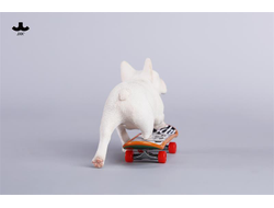 Французский бульдог на скейте (белый) - Коллекционная фигурка 1/6 Skateboard French Bulldog (JXK243A) - JXK