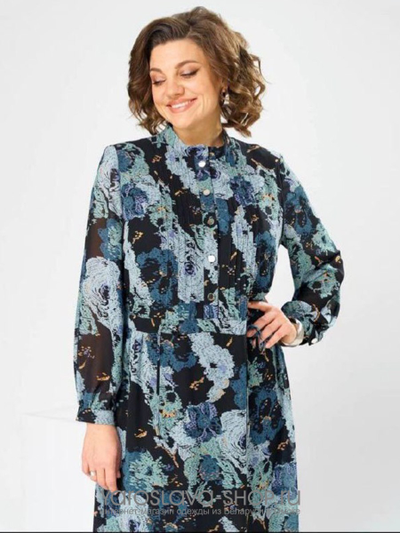 Женское шифоновое платье с цветочным принтом на черном фоне