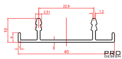 Алюминиевая кромка Pro Design для дверных полотен 38 мм м.п.