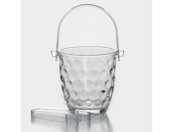 Ведерко для льда, 700 мл, стеклянное с платиковыми щипцами