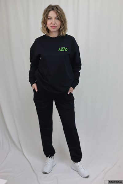 Свитшот черный - 2х-нитка без начеса (собственный пошив)