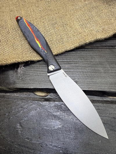 Фрикционный складной нож Канадец Большой сталь ELMAX, рукоять G10/микарта молния