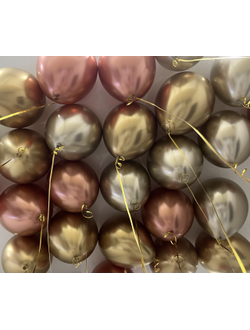 Шары золото, розовое золото, шампань 20 шт под потолок