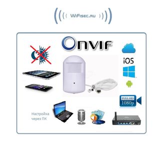 Видеоняня/Охранная IP WiFi-LAN видеокамера с аудиоканалом (корпус ИК датчика), встроенный DVR. Full HD (CamHi)