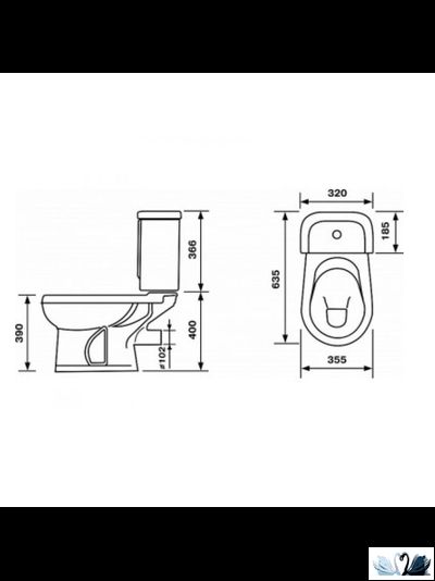 Унитаз с бачком Оскольская керамика Ирида, белый, Стандарт (сиденье арматура УКЛАД)