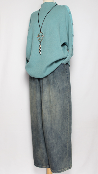 Джинсы "ШИРОКИЕ" серо-голубые р.32-42 (от 48 до 58)