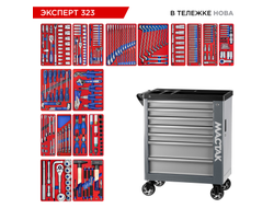 Набор инструментов 323 предмета, "ЭКСПЕРТ 323", в серой тележке МАСТАК 50-07323G