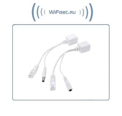 Сплиттер питания и Ethernet для систем IP видеонаблюдения, смешивает питание от 5 -60 В и Ethernet для передачи по кабелю Витая пара 5 категории до 40 метров, пара